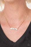 Paparazzi "I Am Strong"  Gold Plate Engraved Necklace & Earring Set Paparazzi Jewelry