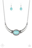 Paparazzi "Cause A STEER" FASHION FIX May 2018 Simply Santa Fe Blue Turquoise Stone Silver Frame Necklace & Earring Set Paparazzi Jewelry