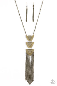 Paparazzi VINTAGE VAULT "Paradise Prowess" Brass Necklace & Earring Set Paparazzi Jewelry