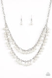 Paparazzi VINTAGE VAULT "Beauty Shop Fashion" White Necklace & Earring Set Paparazzi Jewelry