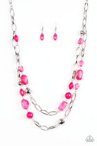 Paparazzi "GLEAM Weaver" Pink Necklace & Earring Set Paparazzi Jewelry