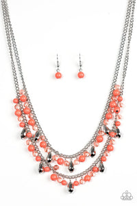 Paparazzi "Mardi Gras Glamour" Orange Necklace & Earring Set Paparazzi Jewelry