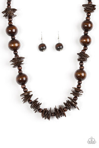 Paparazzi "Yes We CANCUN!" Brown Necklace & Earring Set Paparazzi Jewelry