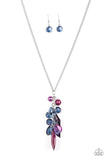 Paparazzi "Keepin it Colorful" Multi Purple Blue Crystal Like Bead Silver Tone Necklace & Earring Set Paparazzi Jewelry
