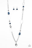 Paparazzi "Popular Demand" Blue Lanyard Necklace & Earring Set Paparazzi Jewelry