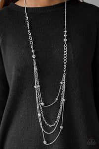 Paparazzi "Boss Shimmer" Silver Necklace & Earring Set Paparazzi Jewelry