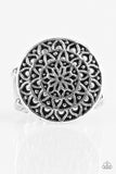 Paparazzi "Petal Mantra" Silver Antiqued Round Floral Design Ring Paparazzi Jewelry