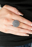 Paparazzi "Petal Mantra" Silver Antiqued Round Floral Design Ring Paparazzi Jewelry