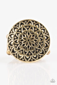 Paparazzi "Petal Mantra" Brass Antiqued Round Floral Design Ring Paparazzi Jewelry