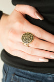 Paparazzi "Petal Mantra" Brass Antiqued Round Floral Design Ring Paparazzi Jewelry