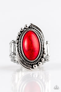 Paparazzi "Stone Mountains" Red Stone Silver Ring Paparazzi Jewelry