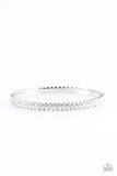 Paparazzi "Decked Out In Diamonds" White Rhinestone Encrusted Silver Bangle Bracelet Paparazzi Jewelry