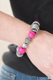 Paparazzi "Seize The Season" Pink and SIlver Bead Floral Bracelet Paparazzi Jewelry