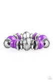Paparazzi "Seize The Season" Purple and SIlver Bead Floral Bracelet Paparazzi Jewelry