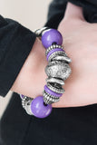 Paparazzi "Seize The Season" Purple and SIlver Bead Floral Bracelet Paparazzi Jewelry