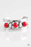 Paparazzi "Keep On TRIBE-ing" Red and White Bead Silver Cuff Bracelet Paparazzi Jewelry