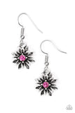 Paparazzi "Diamonds and Daisies" Pink Rhinestone Silver Flower Earrings Paparazzi Jewelry