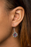 Paparazzi "Diamonds and Daisies" Pink Rhinestone Silver Flower Earrings Paparazzi Jewelry