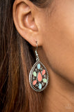 Paparazzi "Spring Arrival" Multi Green Orange Silver Teardrop Earrings Paparazzi Jewelry
