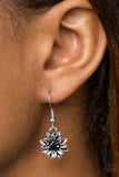 Paparazzi "Diamonds and Daisies" Black Rhinestone Silver Flower Earrings Paparazzi Jewelry