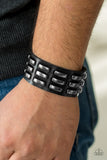 Paparazzi "On Autopilot" Black Leather Metallic Accent Urban Bracelet Unisex Paparazzi Jewelry