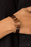 Paparazzi "Urban Outlaw" Copper Hoop Brown Leather Urban Wrap Bracelet Unisex Paparazzi Jewelry
