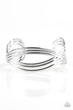 Paparazzi "Fashion Scene" Silver Crossing Bar Airy Cuff Bracelet Paparazzi Jewelry