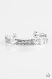 Paparazzi "High Fashion" Silver Shimmery Textured Cuff Bracelet Paparazzi Jewelry