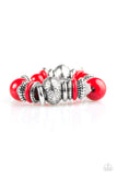 Paparazzi "Seize The Season"Red and Silver Bead Floral Bracelet Paparazzi Jewelry