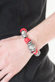 Paparazzi "Seize The Season"Red and Silver Bead Floral Bracelet Paparazzi Jewelry