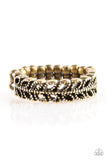 Paparazzi "On The VINE" Brass Studded Leaf Design Skinny Band Stretchy Ring Paparazzi Jewelry