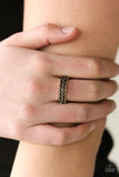 Paparazzi "On The VINE" Brass Studded Leaf Design Skinny Band Stretchy Ring Paparazzi Jewelry