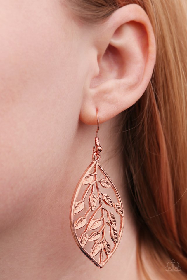 Paparazzi "Lay It On The VINE" Copper Vine Leaf Shaped Earrings