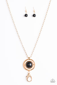Paparazzi "Always Front and Center" Black Lanyard Necklace & Earring Set Paparazzi Jewelry