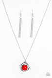 Paparazzi "Ripple Effect" Red Bead Silver Pendant Necklace & Earring Set Paparazzi Jewelry