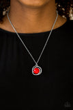 Paparazzi "Ripple Effect" Red Bead Silver Pendant Necklace & Earring Set Paparazzi Jewelry