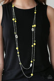 Paparazzi "Hitting A GLOW Point" Yellow Necklace & Earring Set Paparazzi Jewelry
