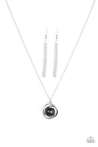 Paparazzi "Ripple Effect" Black Bead Silver Pendant Necklace & Earring Set Paparazzi Jewelry