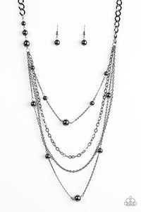Paparazzi "Boss Shimmer" Black Necklace & Earring Set Paparazzi Jewelry