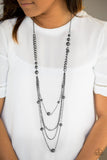 Paparazzi "Boss Shimmer" Black Necklace & Earring Set Paparazzi Jewelry