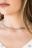 Paparazzi "Metro Mayhem" Silver Choker Necklace & Earring Set Paparazzi Jewelry