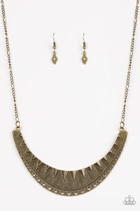 Paparazzi VINTAGE VAULT "Thrown To The Lions" Brass Necklace & Earring Set Paparazzi Jewelry