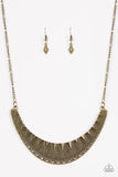 Paparazzi VINTAGE VAULT "Thrown To The Lions" Brass Necklace & Earring Set Paparazzi Jewelry