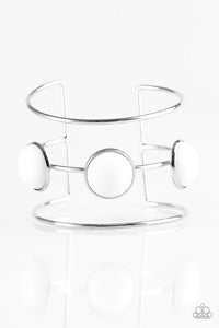 Paparazzi "Lush Lagoon" White Bead Silver Cuff Bracelet Paparazzi Jewelry