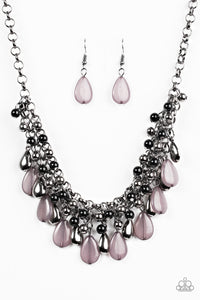 Paparazzi VINTAGE VAULT REPO "Diva Attitude" Black Necklace & Earring Set Paparazzi Jewelry