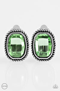 Paparazzi "Beam Dream" Green Clip On Earrings Paparazzi Jewelry
