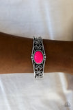 Paparazzi "Joyful Journeys" Pink Bead Shimmery Silver Filigree Bangle Bracelet Paparazzi Jewelry