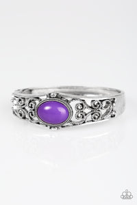 Paparazzi "Joyful Journeys" Purple Bead Shimmery Silver Filigree Bangle Bracelet Paparazzi Jewelry