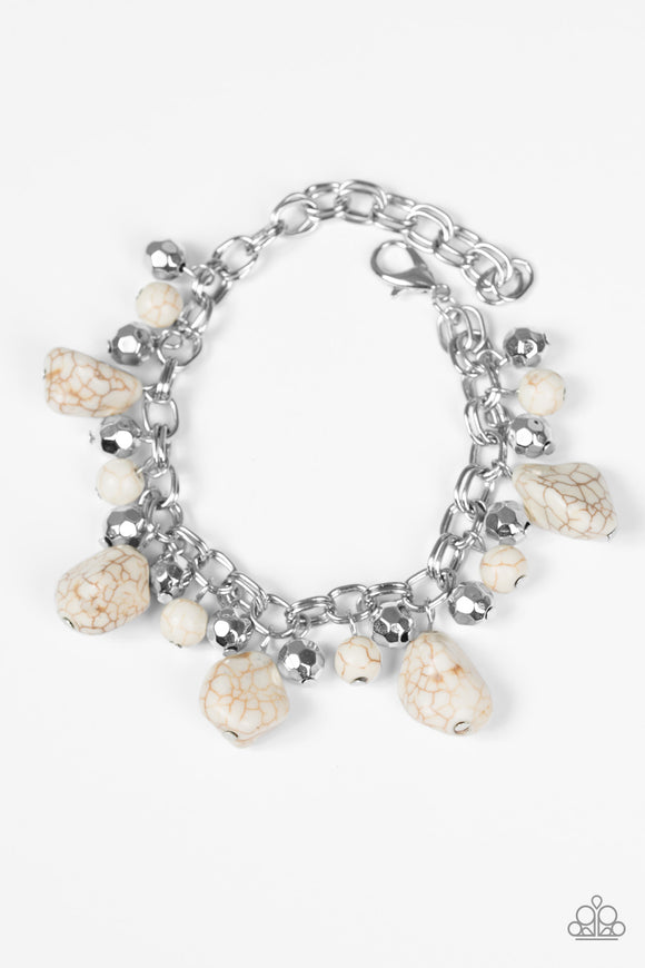 Peacefully primal white bracelet paparazzi Clearance