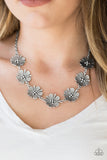 Paparazzi "Poppin Poppies" Silver Necklace & Earring Set Paparazzi Jewelry